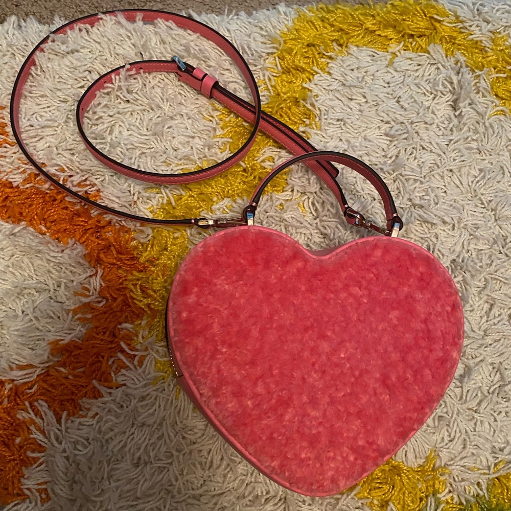 Kate Spade Love Shack Faux Fur Heart Crossbody Bag Pink Valentine’s Day